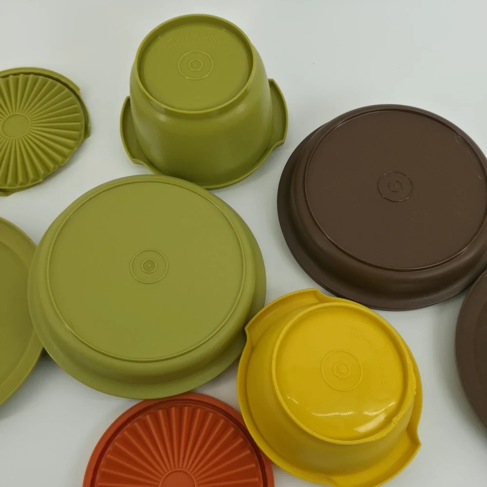 Tupperware Containers Lot Of 4 Harvest Colors Servalier,  Serve N Seal Vintage